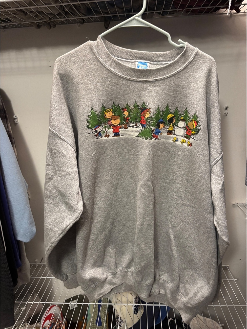 Peanuts Holiday Winter Scene Gray Crewneck Sweatshirt 2XL